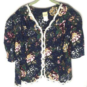 Vintage Plus Preferred Jacket Womens 26W Floral Pearl Button Lace Trim